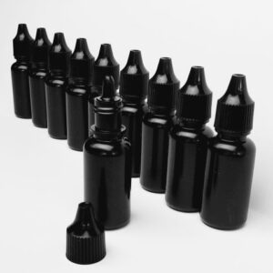 Boston Round 15ml Empty black bottles 10 pack